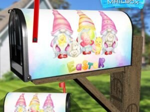 Easter Gnomes with Bunnies and Chicks Decorative Rural Farm Mailbox Cover