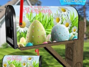 Easter Eggs and Daisies Decorative Rural Farm Mailbox Cover