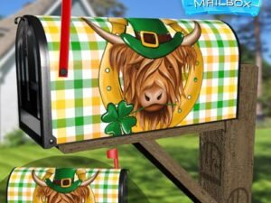 St. Patrick Day Cow in Hat Decorative Rural Farm Mailbox Cover