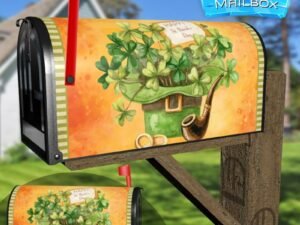 St. Patrick Day Hat and Shamrocks Decorative Rural Farm Mailbox Cover
