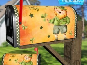 St. Patrick Day Leprechaun & Shamrock Decorative Rural Farm Mailbox Cover