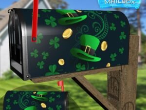 St. Patrick Day Hat and Shamrocks #2 Decorative Rural Farm Mailbox Cover