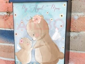 Angel Mom and Baby Bear Colonial Mailbox Cover
