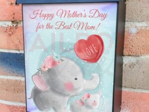 Mom and Baby Elephants #2 Colonial Mailbox Cover