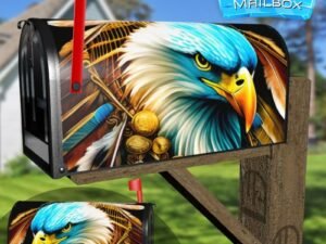 Native Eagle with Feathers Decorative Rural Farm Mailbox Cover