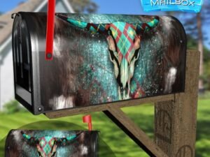 Native Cow Skull Decorative Rural Farm Mailbox Cover