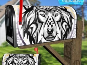 Mandala Wolf Decorative Rural Farm Mailbox Cover