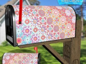 Pastel Folklore Pattern Decorative Rural Farm Mailbox Cover
