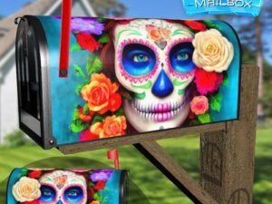 Sugar Skull Girl with Flowers #2 Decorative Rural Farm Mailbox Cover