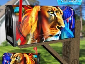 Beautiful Native Lion #4 Decorative Rural Farm Mailbox Cover