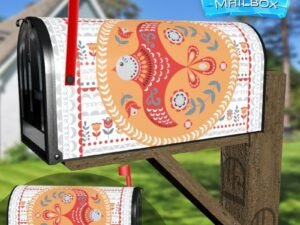Folk Bird and Flowers Decorative Rural Farm Mailbox Cover