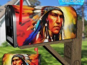 Handsome Native Warrior Decorative Rural Farm Mailbox Cover