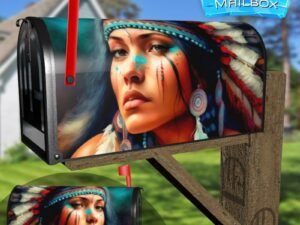Gorgeous Native Girl #3 Decorative Rural Farm Mailbox Cover