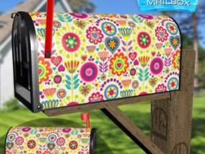 Cute Folk Flower Pattern Decorative Rural Farm Mailbox Cover