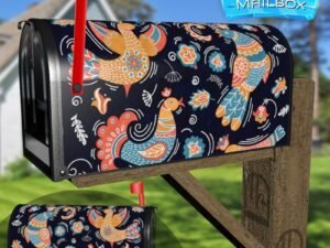 Tweeting Folk Birds Decorative Rural Farm Mailbox Cover