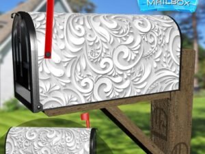 Folklore Light Grey Batik Design Decorative Rural Farm Mailbox Cover