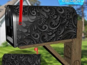 Folklore Black Batik Design Decorative Rural Farm Mailbox Cover