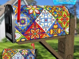 Colorful Bohemian Talavera Tiles Decorative Rural Farm Mailbox Cover