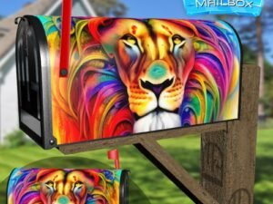 Native Colorful Lion Decorative Rural Farm Mailbox Cover