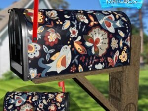 Cute Folklore Birds and Flowers #2 Decorative Rural Farm Mailbox Cover