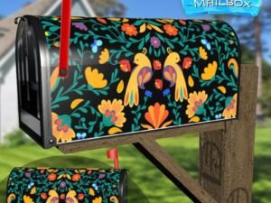 Folk Bird Couple #2 Decorative Rural Farm Mailbox Cover