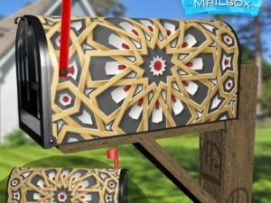 Golden Mandala Folklore Design Decorative Rural Farm Mailbox Cover