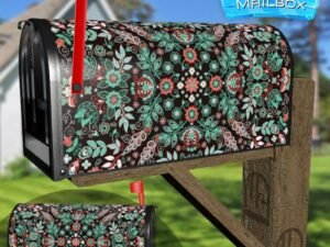 Delicate Folk Flowers Decorative Rural Farm Mailbox Cover
