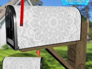Grey Mandala Design Decorative Rural Farm Mailbox Cover