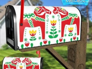 Polish Folk Horses and Flowers Decorative Rural Farm Mailbox Cover