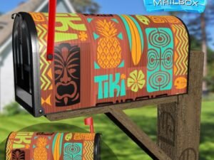 Hawaiian Tiki Folk Design Decorative Rural Farm Mailbox Cover