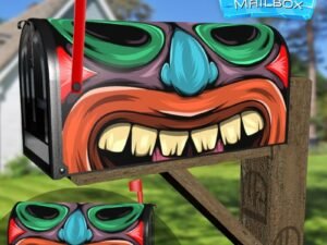 Hawaiian Tiki Statue Face Decorative Rural Farm Mailbox Cover