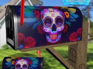 Sugar Skull and Flowers #2 Decorative Rural Farm Mailbox Cover
