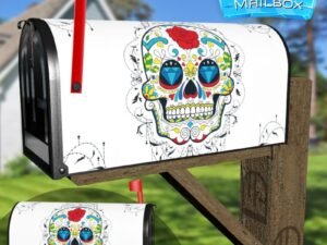 Sugar Skull and Flowers #3 Decorative Rural Farm Mailbox Cover