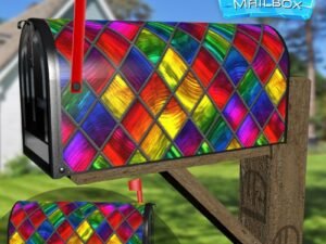 Beautiful Stained Glass Design #1 Decorative Rural Farm Mailbox Cover