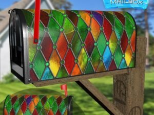 Beautiful Stained Glass Design #3 Decorative Rural Farm Mailbox Cover