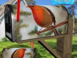 Pretty Winter Robin Decorative Rural Farm Mailbox Cover