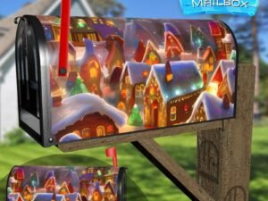 Christmas Gingerbread Village Decorative Rural Farm Mailbox Cover