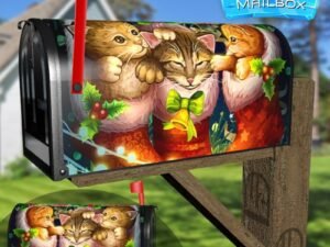 Christmas Kitten Stockings Decorative Rural Farm Mailbox Cover