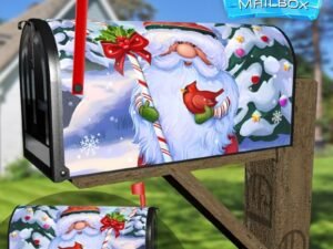 Christmas Gnome with a Cardinal Decorative Rural Farm Mailbox Cover