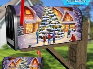 Christmas in the Little Town Decorative Rural Farm Mailbox Cover