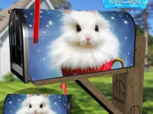 Bunny in a Christmas Cup Decorative Rural Farm Mailbox Cover