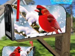 Cardinal on the Snowy Tree Decorative Rural Farm Mailbox Cover