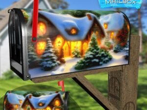 Cozy Christmas Cabin Decorative Rural Farm Mailbox Cover
