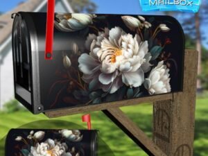 Delicate White Peonies Decorative Rural Farm Mailbox Cover