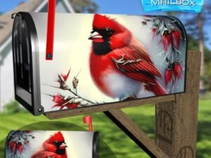 Beautiful Winter Cardinal Decorative Rural Farm Mailbox Cover
