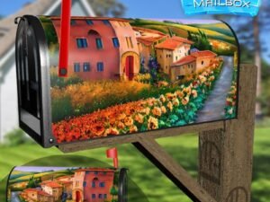 Tuscan Villa with Sunflowers #2 Decorative Rural Farm Mailbox Cover