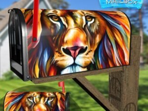 Beautiful Rainbow Lion Decorative Rural Farm Mailbox Cover