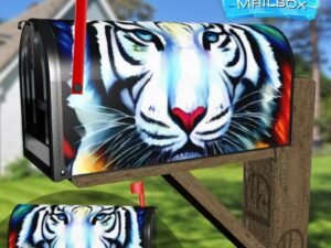 Majestic White Tiger Decorative Rural Farm Mailbox Cover