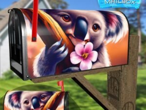 Little Koala with Flowers Decorative Rural Farm Mailbox Cover