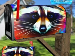 Pretty Rainbow Raccoon Decorative Rural Farm Mailbox Cover